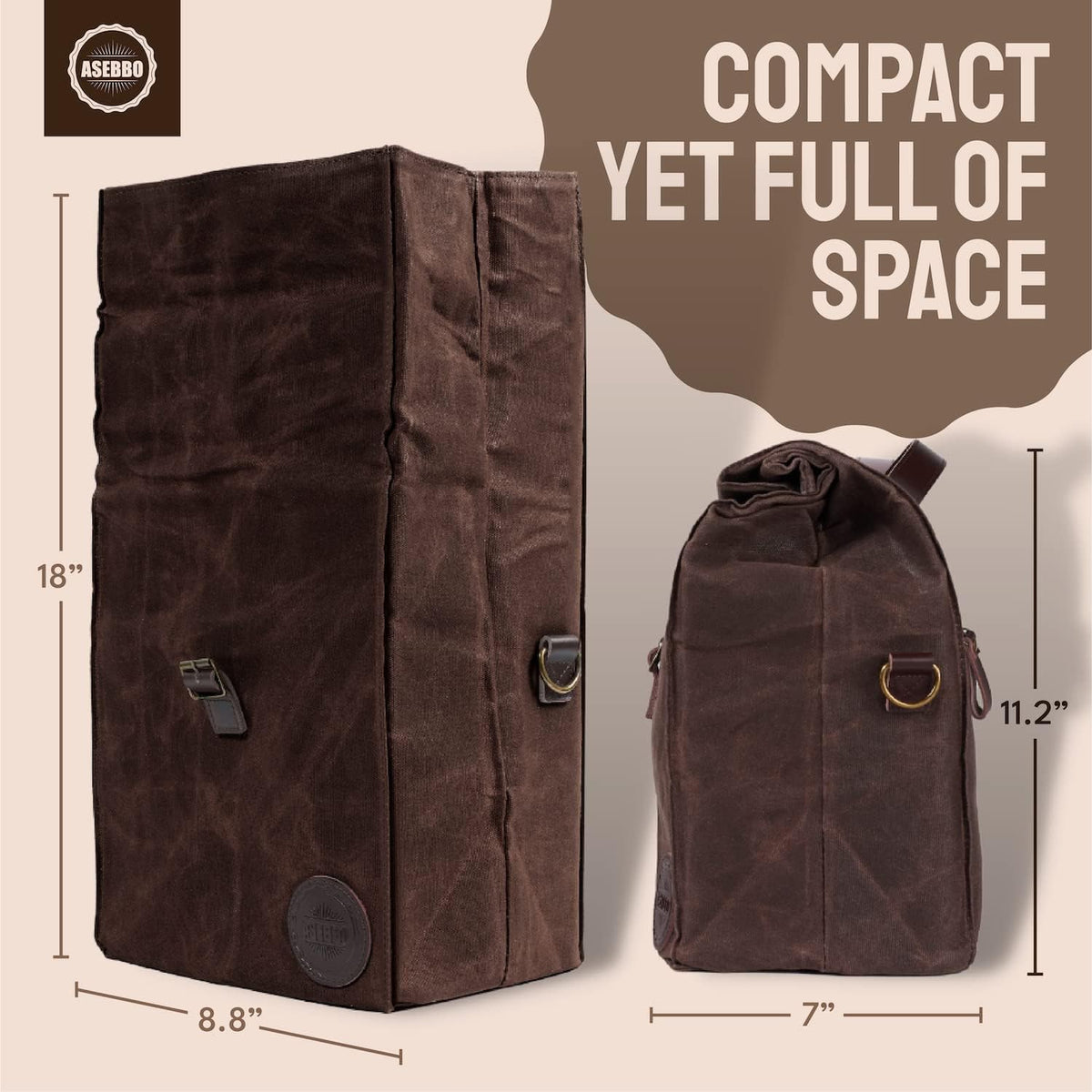 Sac déjeuner isotherme en toile cirée ASEBBO – 10L (2,6 Gal) Sac thermique avec sangle réglable de 150 cm, sac repas réutilisable robuste pour hommes et femmes, résistant à l'eau, isolation 4+ heures