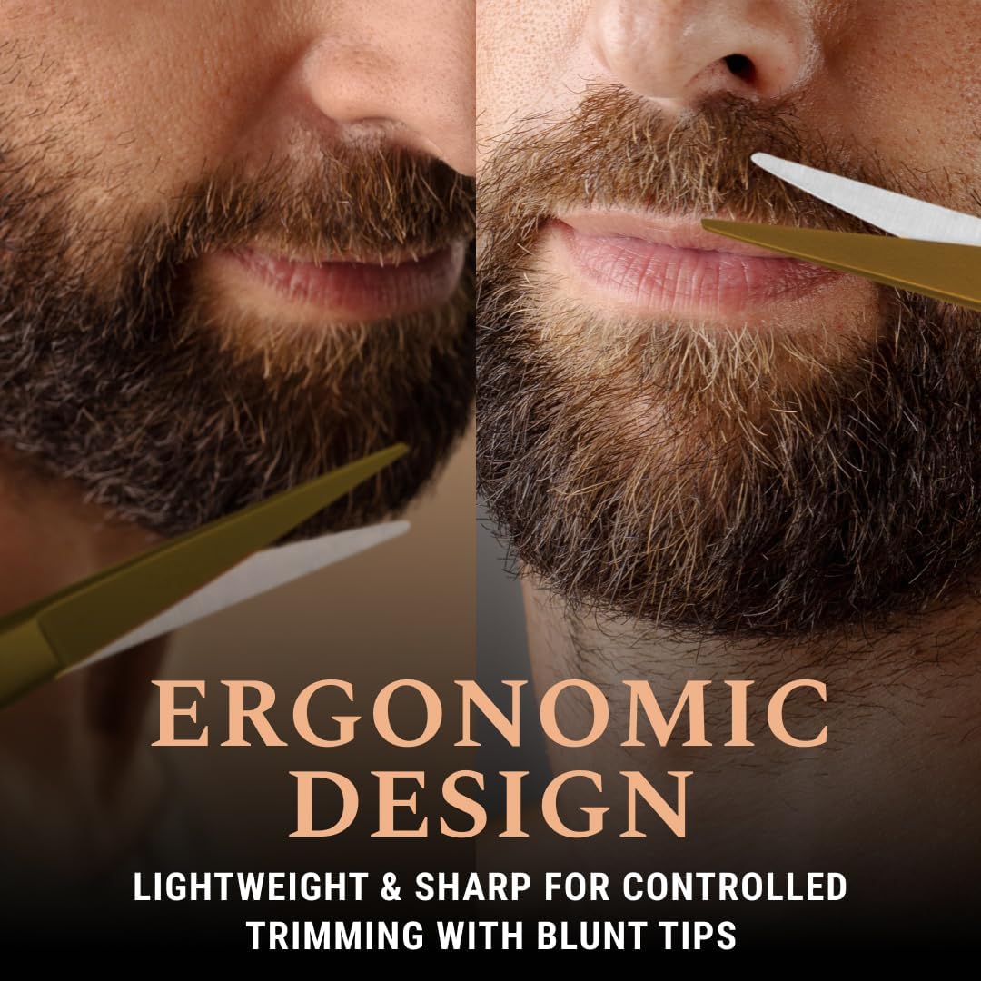 Ciseaux Professionnels à Barbe et Moustache ONTAKI en Acier Allemand (5") Laiton Doré