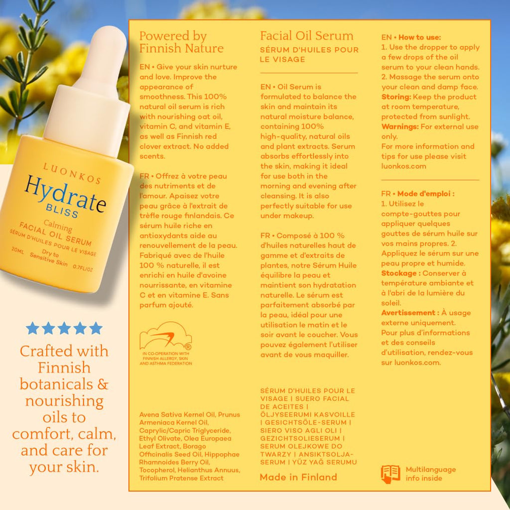 Gesichtsöl-Serum für trockene Haut – Natürliches Gesichtsöl 20 ml Luonkos Bliss