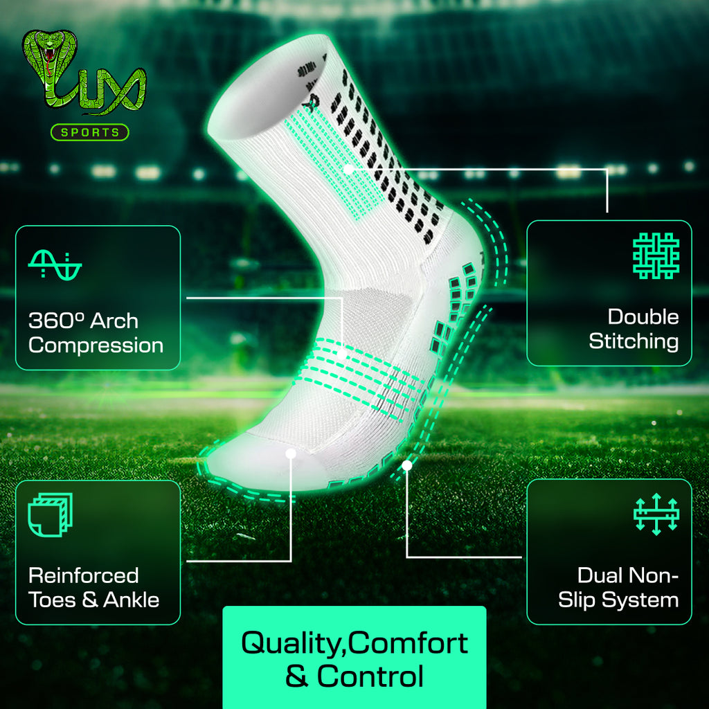 Lux Soccer Grip - Calf Sock - White