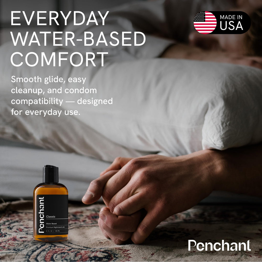 Penchant Classic Water-Based Personal Lubricant for Women and Men - Smooth Clean-Rinsing Personal Lube for Everyday Use - Unscented, Condom Compatible Lube for Sex - Made in USA (8 fl oz)