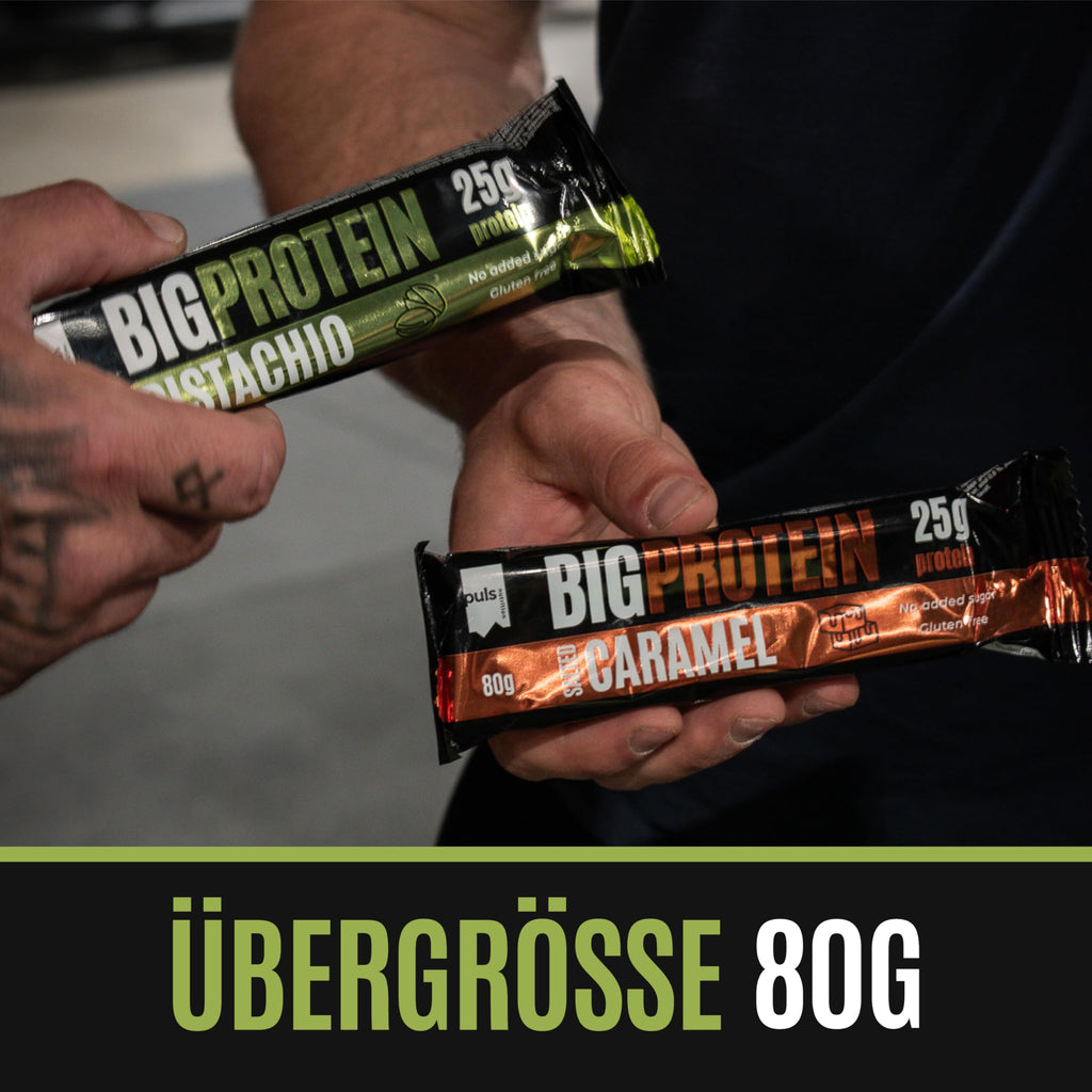 PULS NUTRITION Big Protein Bar Salted Caramel — 12 × 80g | 25g Protein, No Added Sugar, Gluten-Free