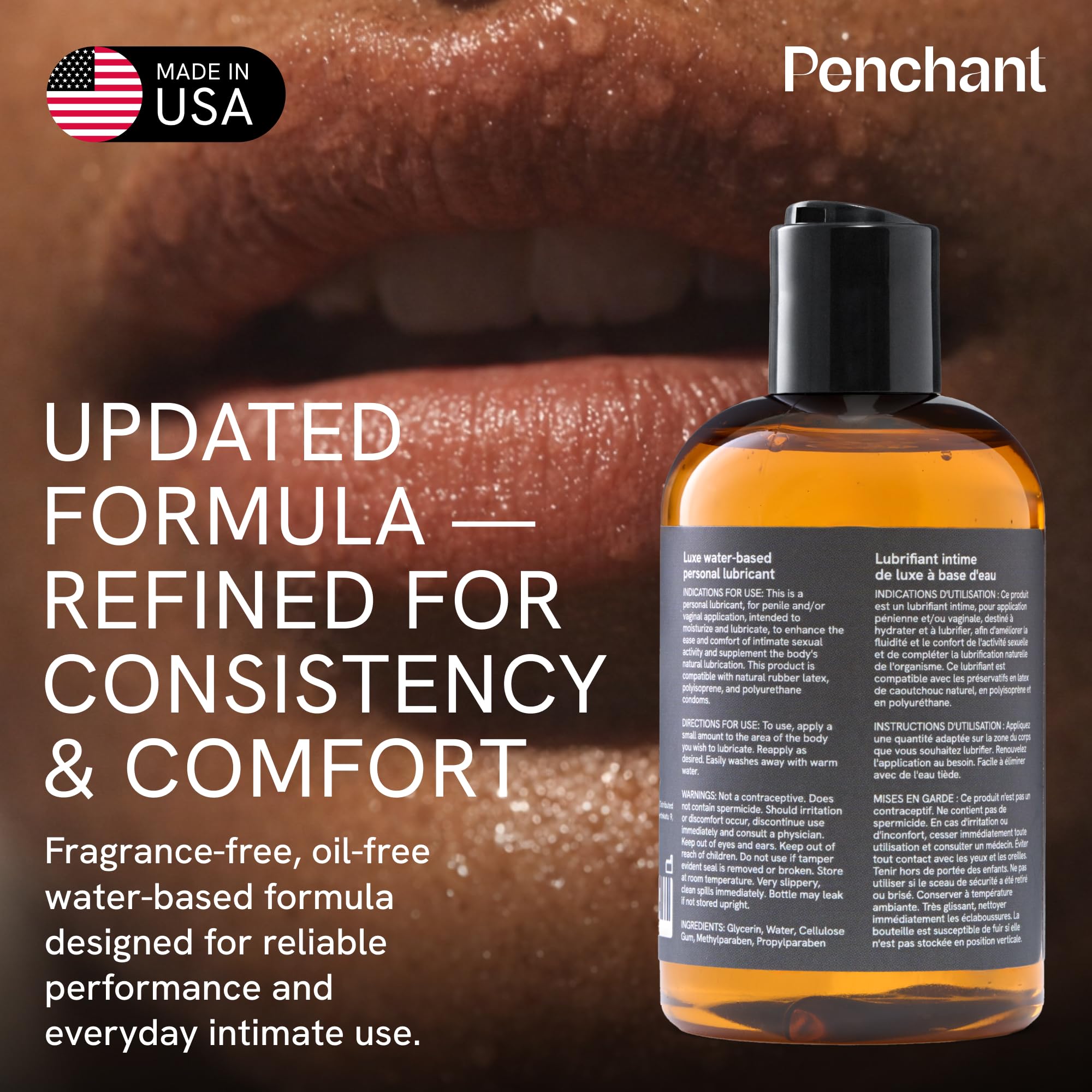 Penchant Classic Water-Based Personal Lubricant for Women and Men - Smooth Clean-Rinsing Personal Lube for Everyday Use - Unscented, Condom Compatible Lube for Sex - Made in USA (8 fl oz)