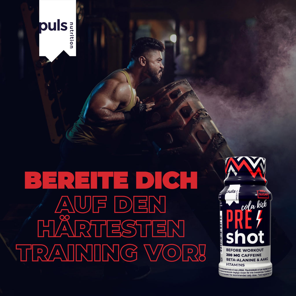PULS Pre Workout Shot Cola Kick — 12 × 60 ml | 200mg Caffeine, Beta-Alanine, Arginine AKG & B-Vitamins