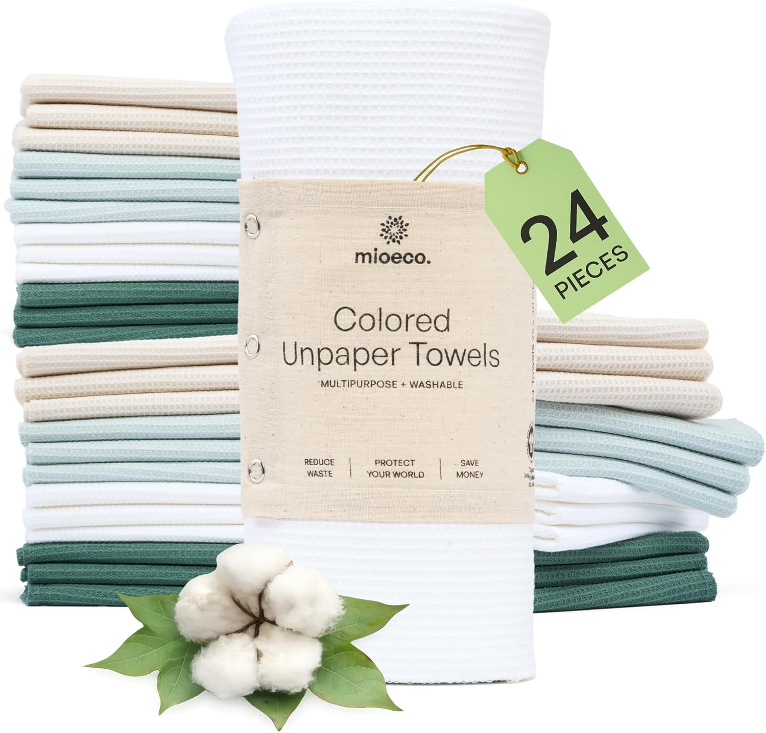 mioEco Unpaper Towel Set - 24 pcs - Natural Calm