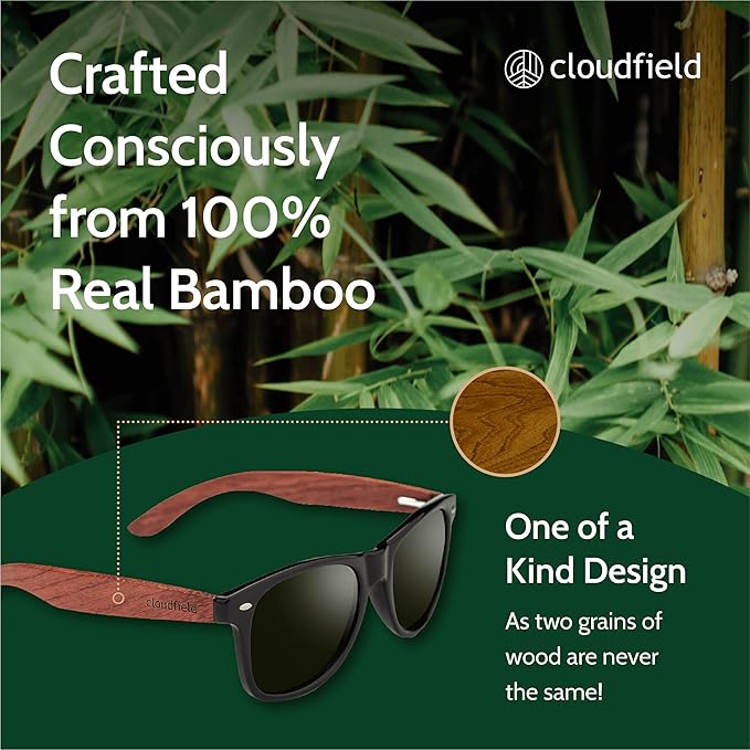 Cloudfield Bamboo Sunglasses - Shadow Black