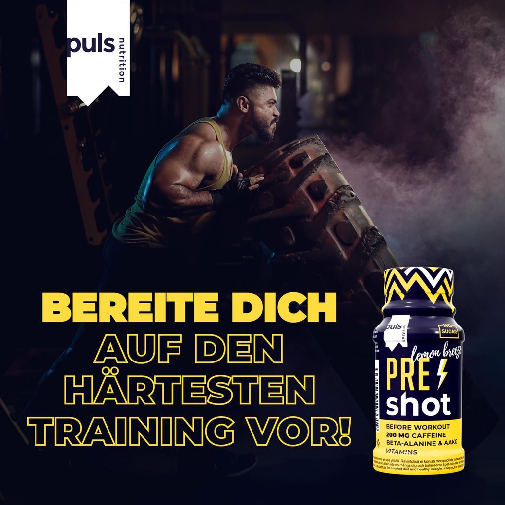 PULS Pre Workout Shot Lemon Breeze — 12 × 60 ml | 200mg Caffeine, Beta-Alanine, Arginine AKG & B-Vitamins