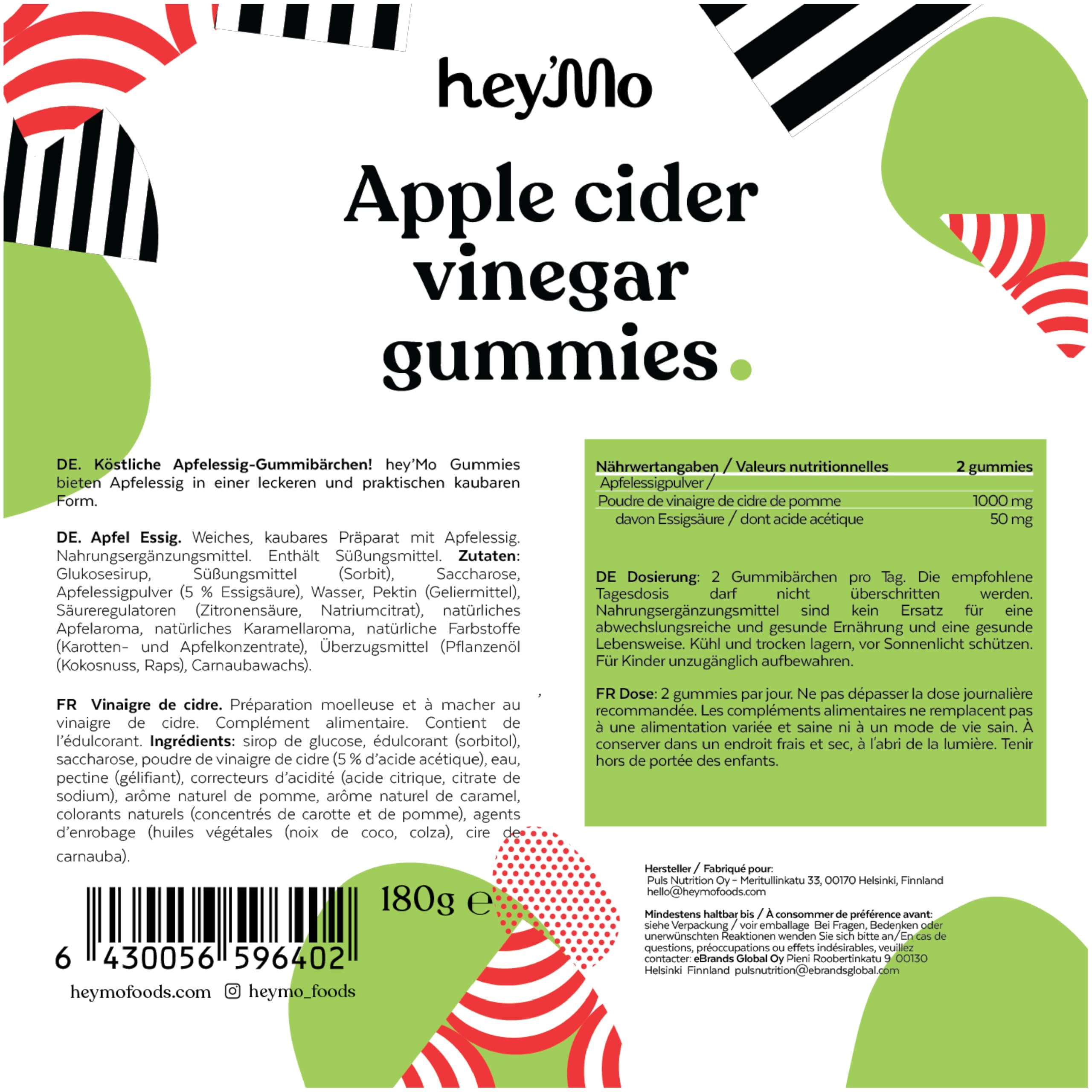 hey'Mo Apple Cider Vinegar Gummies, Apple — 30 Pieces | 1000mg ACV, Vitamin C