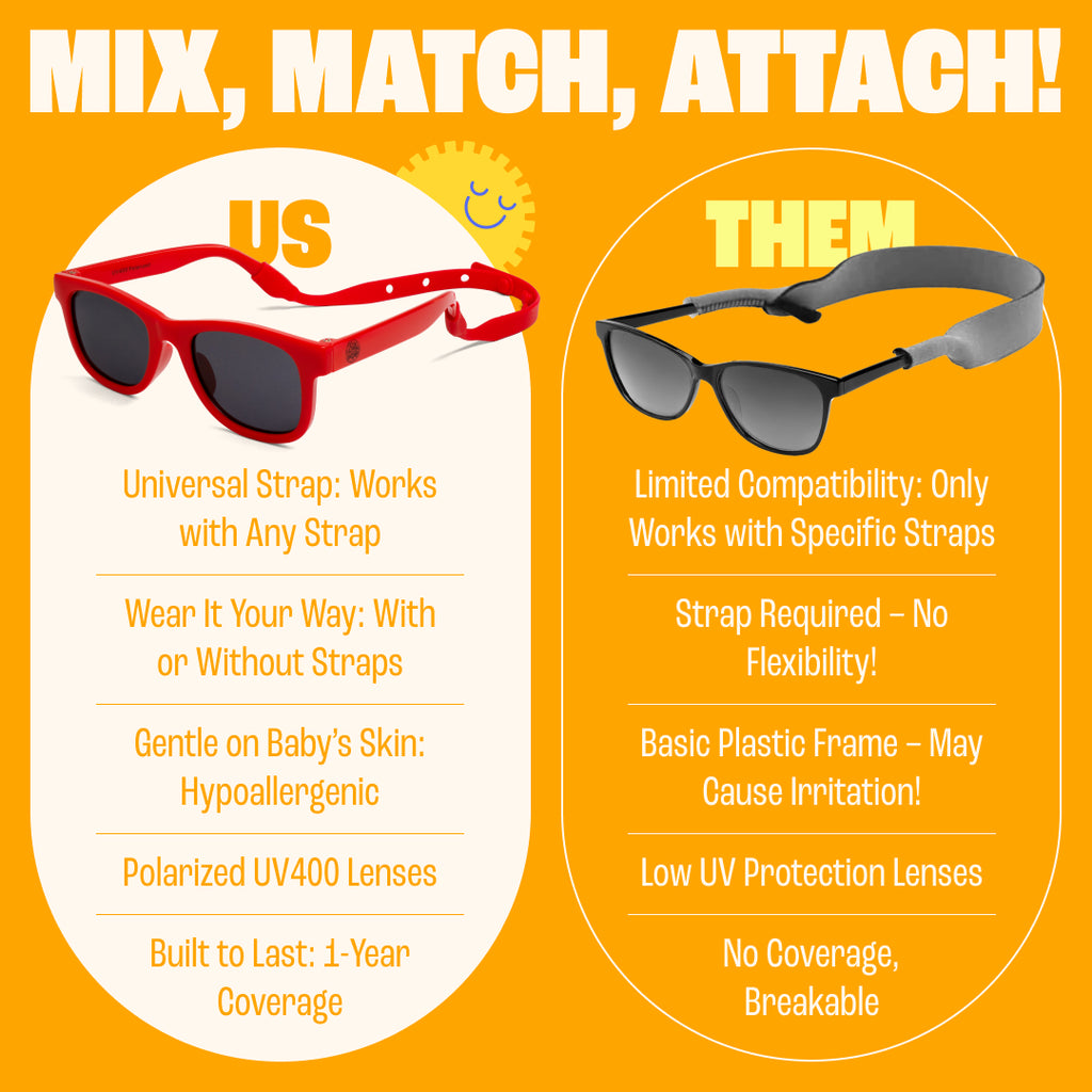 BABY SUNNIES Polarized Baby Sunglasses - Red, 0-24 Months, Strap - Shatter-Resistant Toddler Sunglasses - UV400 Protection for Baby Beach Essentials - Adjustable Strap for Infant Essentials