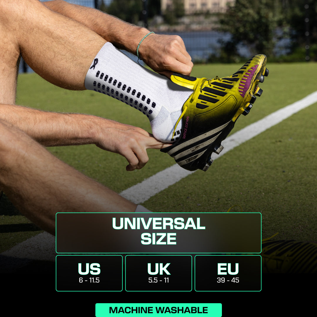 Lux Soccer Grip - Calf Sock - White - 3 pack