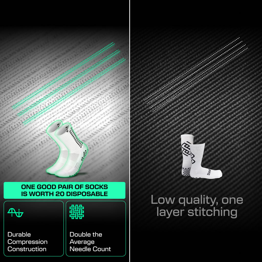 Lux Soccer Grip - Calf Sock - White
