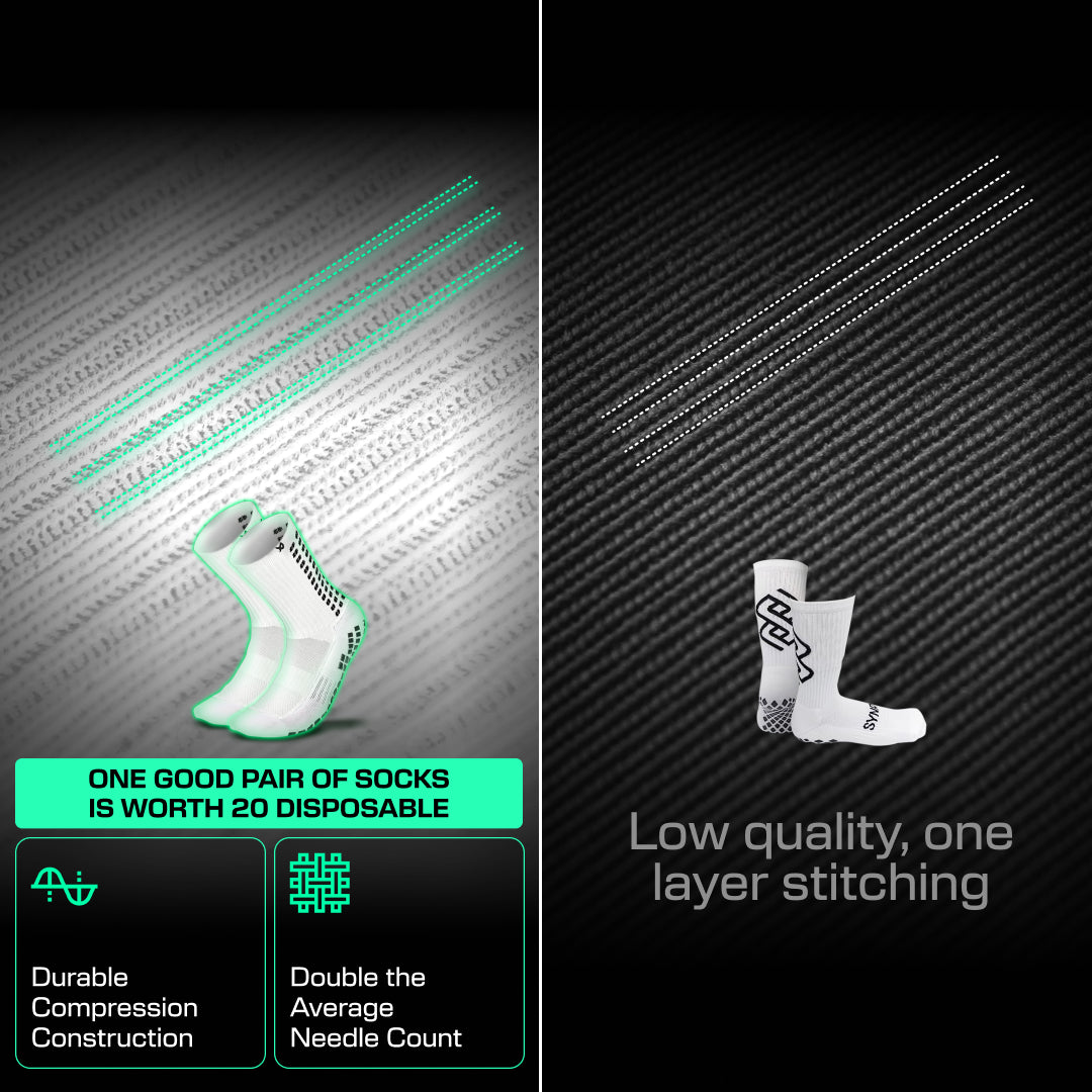 Lux Soccer Grip - Calf Sock - White - 3 pack