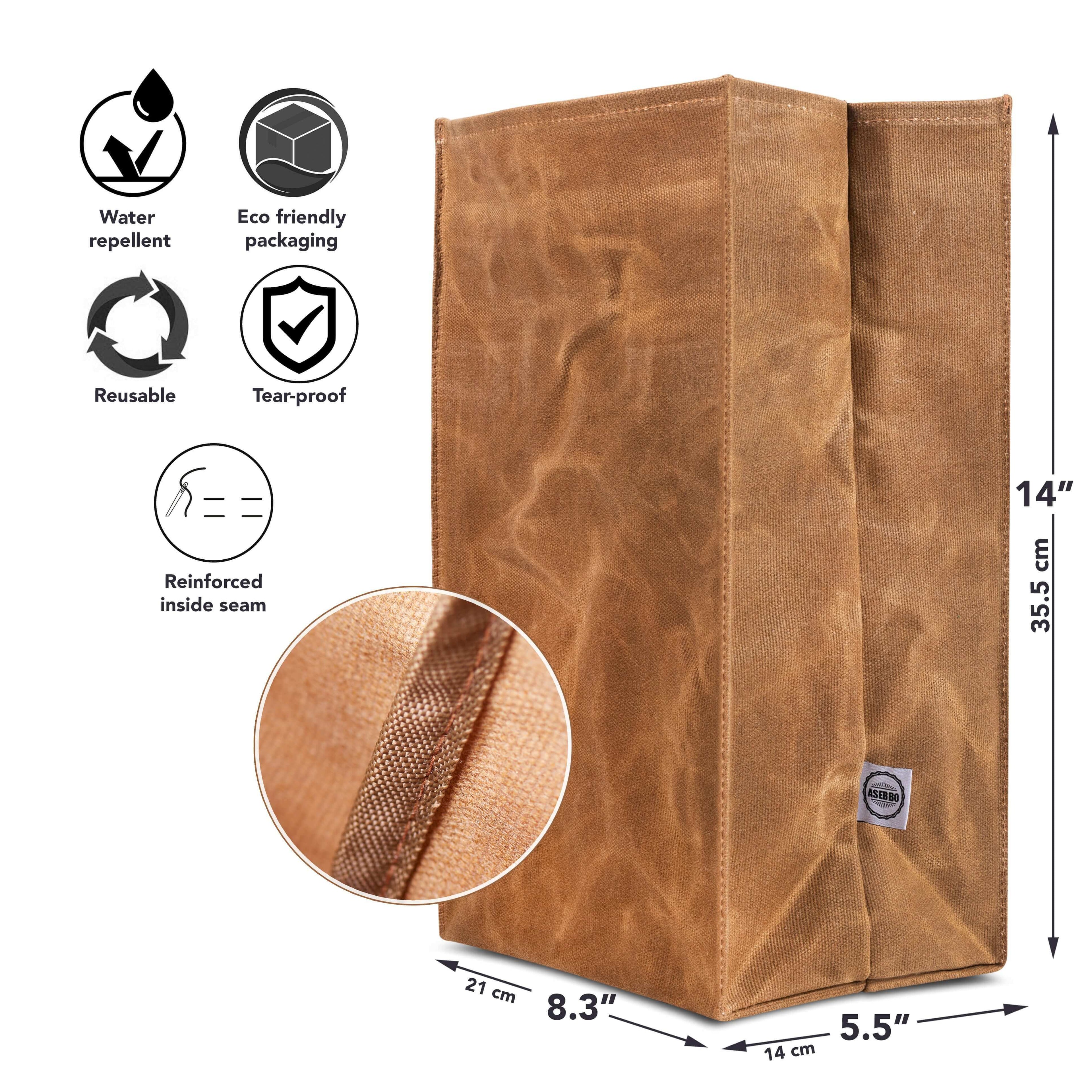 ASEBBO Waxed Canvas Geïsoleerde Lunchtas 10L Thermische Tote Vintage Bruin