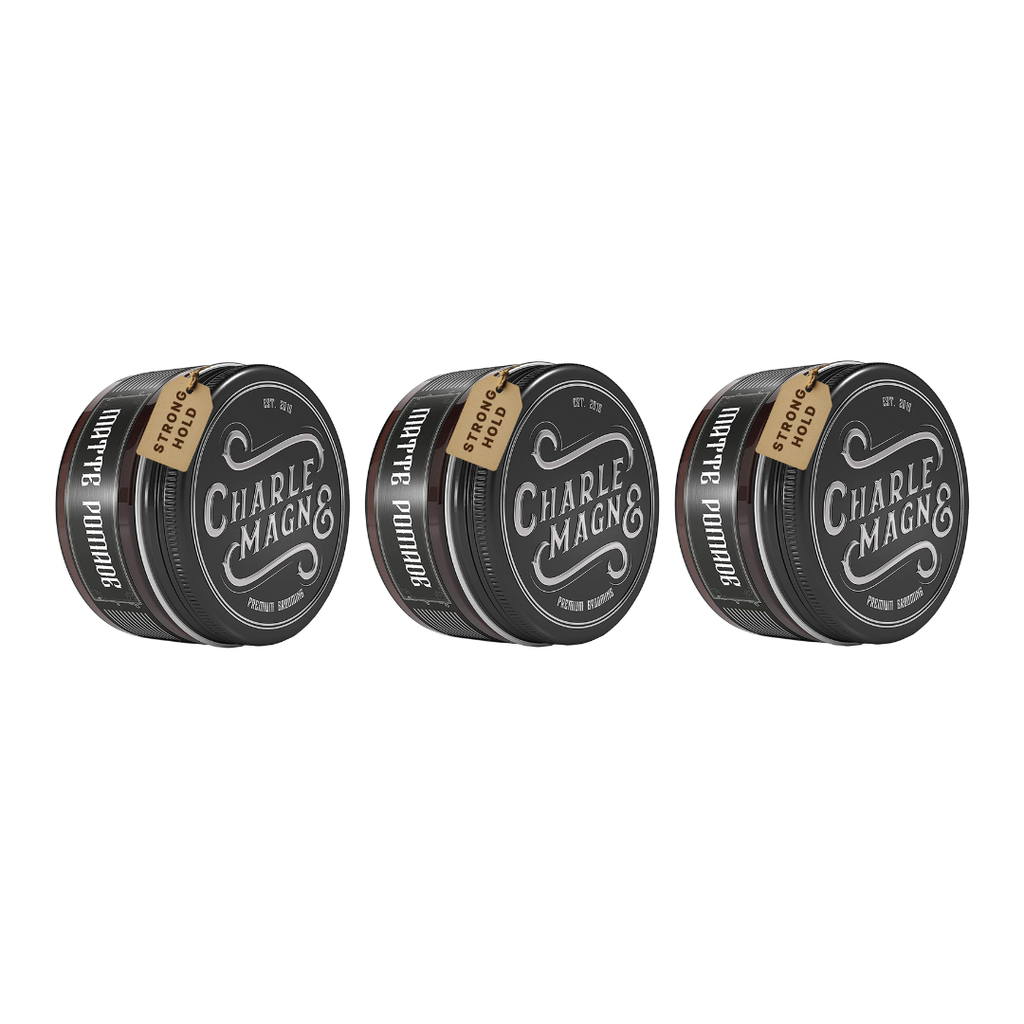 Charlemagne Matte Pomade – Leer – sterke hold – 3-pack