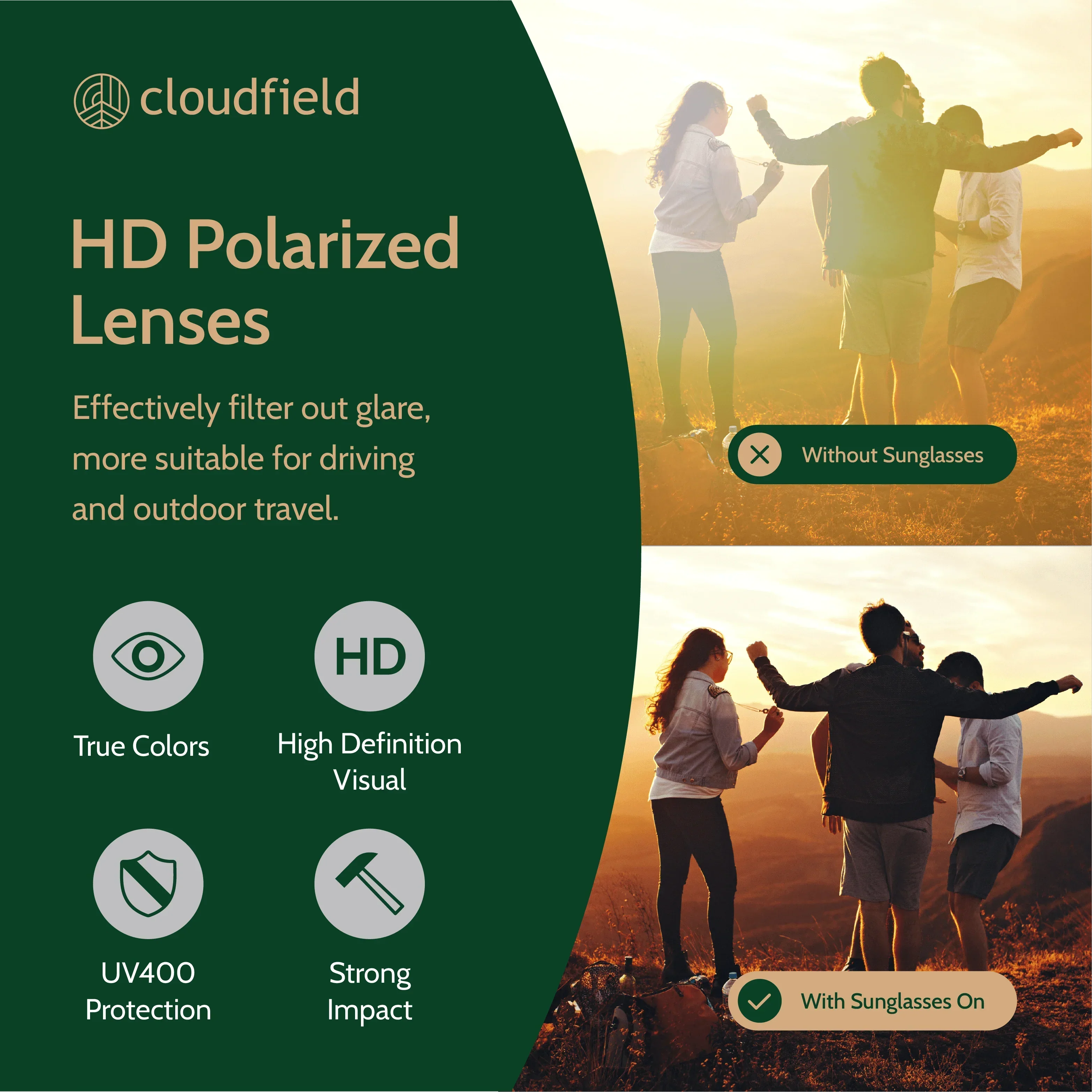 Cloudfield orange sunglasses polarized