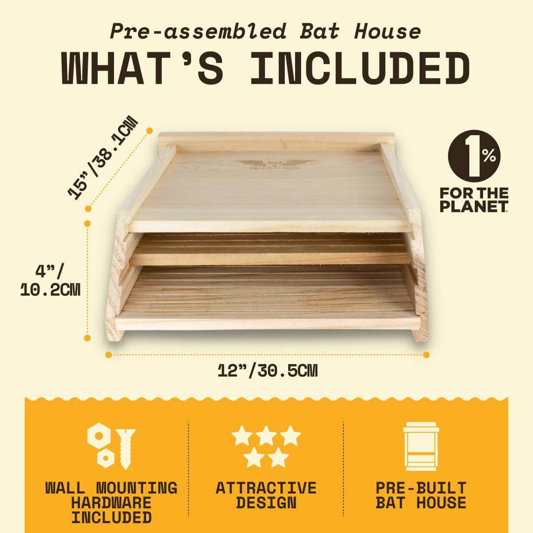 2-Kamer Ceder Vleermuizenkast – Geschikt voor Tot 75 Vleermuizen | Natuurlijke Muggenbestrijding | Ideaal voor Warme Klimaten