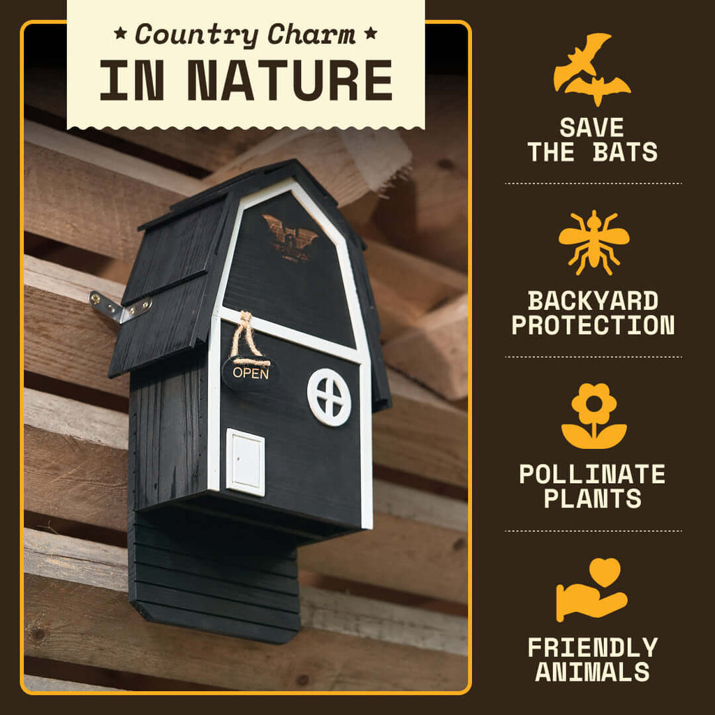 2-Chamber Black Cedar Bat House – Holds 50+ Bats | Bat Barn Junior | Natural Mosquito Control
