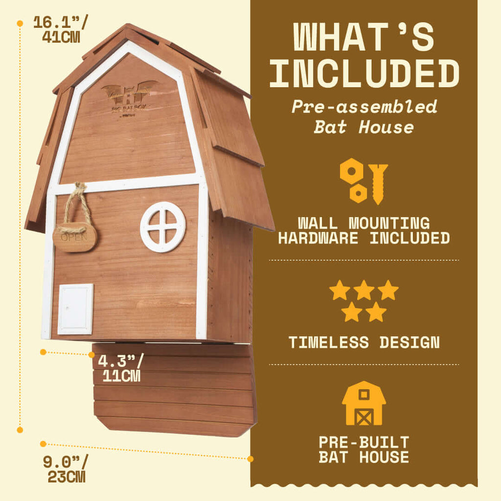 2-Chamber Brown Cedar Bat House – Holds 50+ Bats | Bat Barn Junior | Natural Mosquito Control