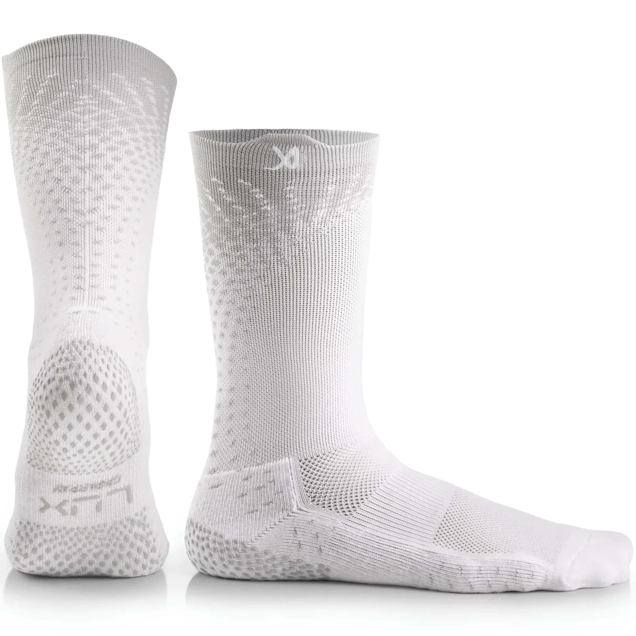 LUX ProCleat Performance Grip Socken – Wadenlang – Weiß – Erwachsenengröße (EU 39–46 / US 6–11,5) – Rutschfeste Stollensocken für Fußball, Baseball und Training