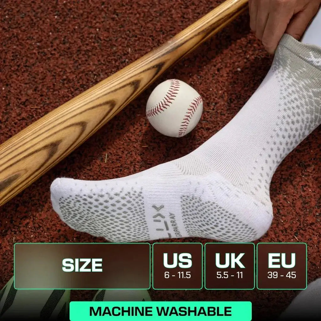 LUX ProCleat Performance Grip Socken – Wadenlang – Weiß – Erwachsenengröße (EU 39–46 / US 6–11,5) – Rutschfeste Stollensocken für Fußball, Baseball und Training