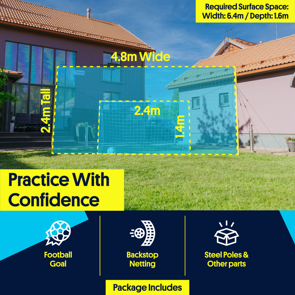 Bramka do piłki nożnej z siatką odbijającą i siatką zabezpieczającą – Open Goaaal Junior