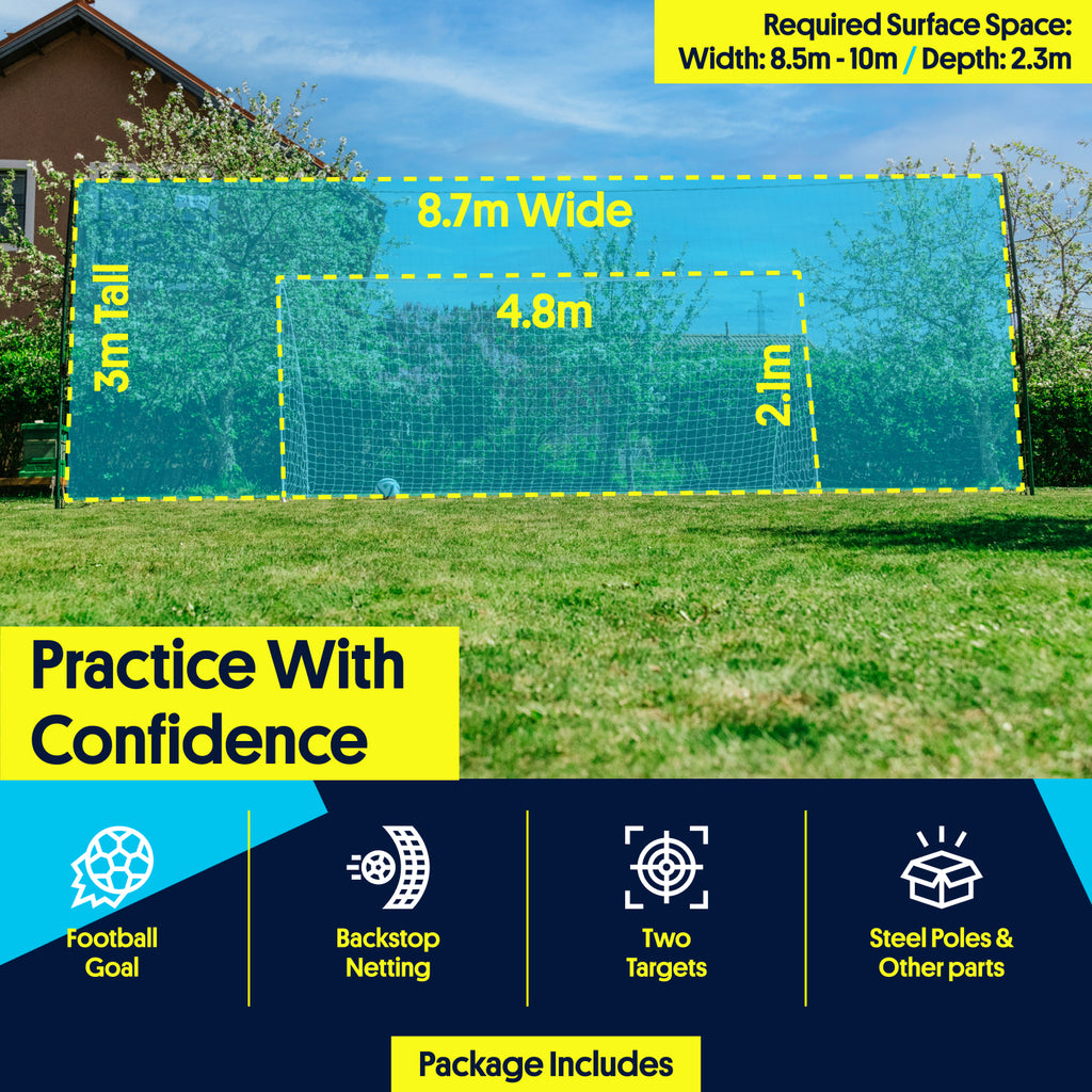 Bramka do piłki nożnej z siatką odbijającą i siatką zabezpieczającą – Open Goaaal Large