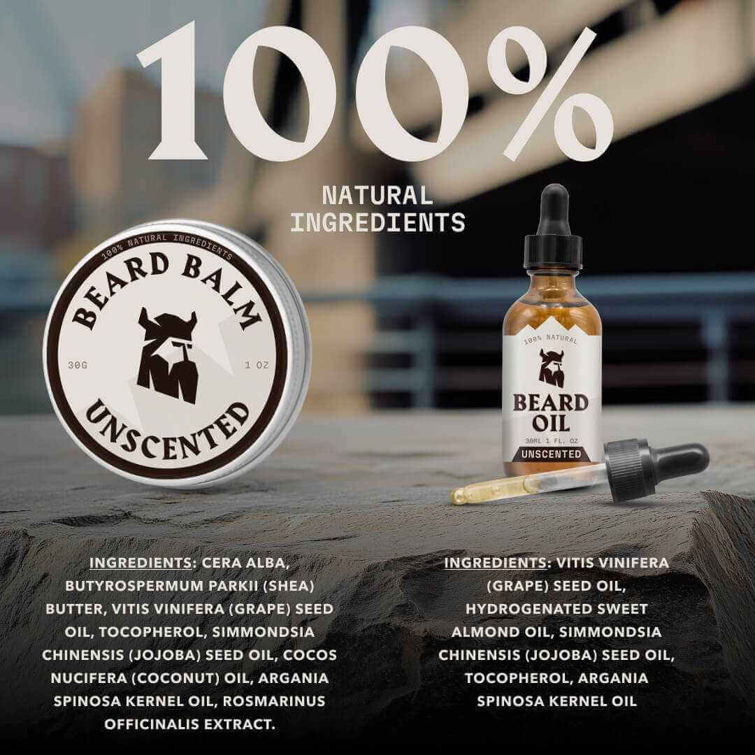 Beard Oil and Balm - Hydration & Styling Kit - Unscented