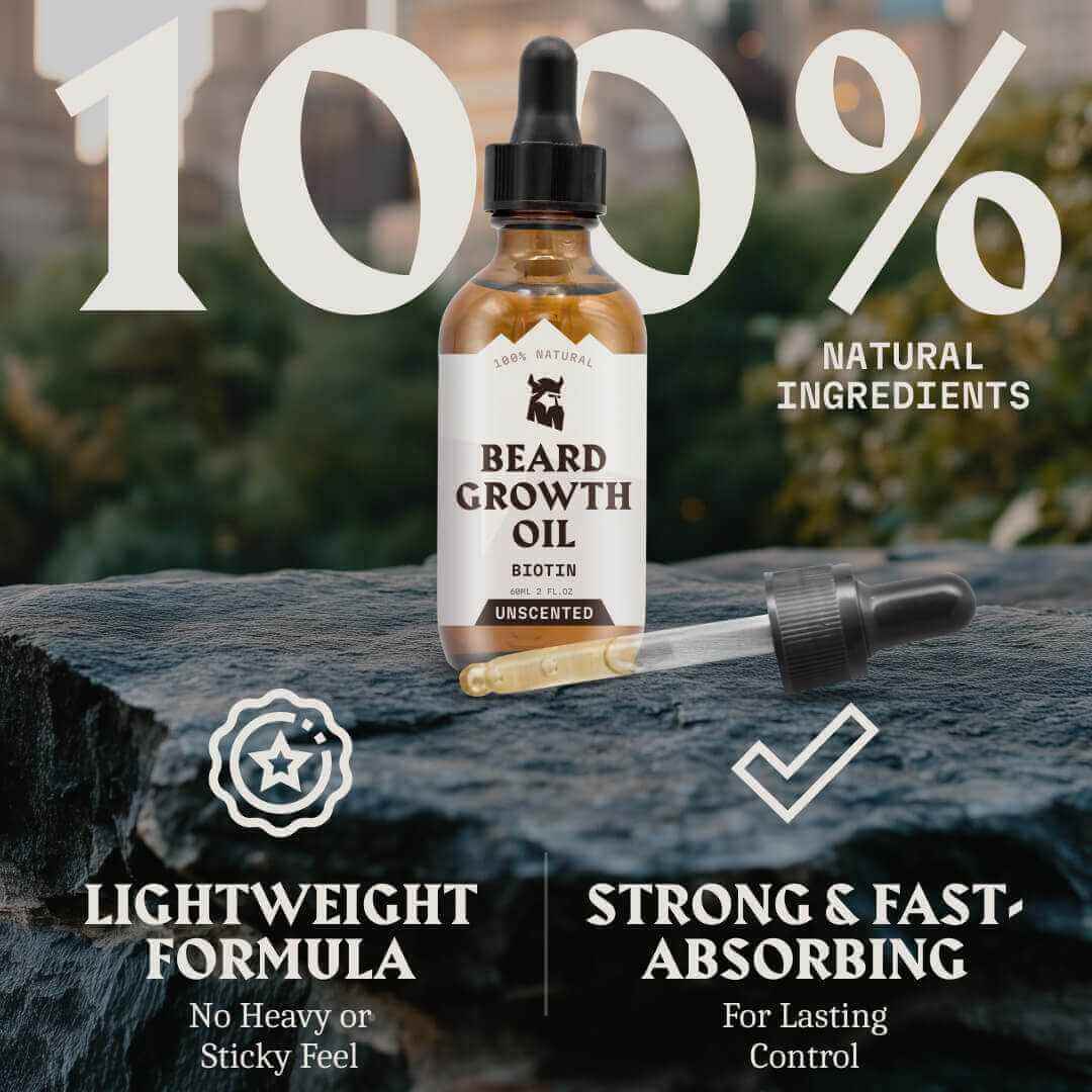 Skäggväxtolja Biotin för Män - Oparfymerad