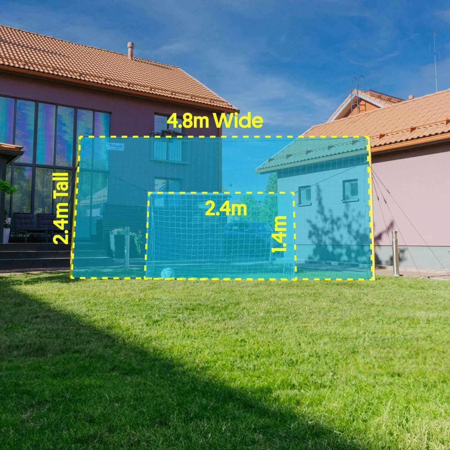 Bramka do piłki nożnej z siatką odbijającą i siatką zabezpieczającą – Open Goaaal Junior