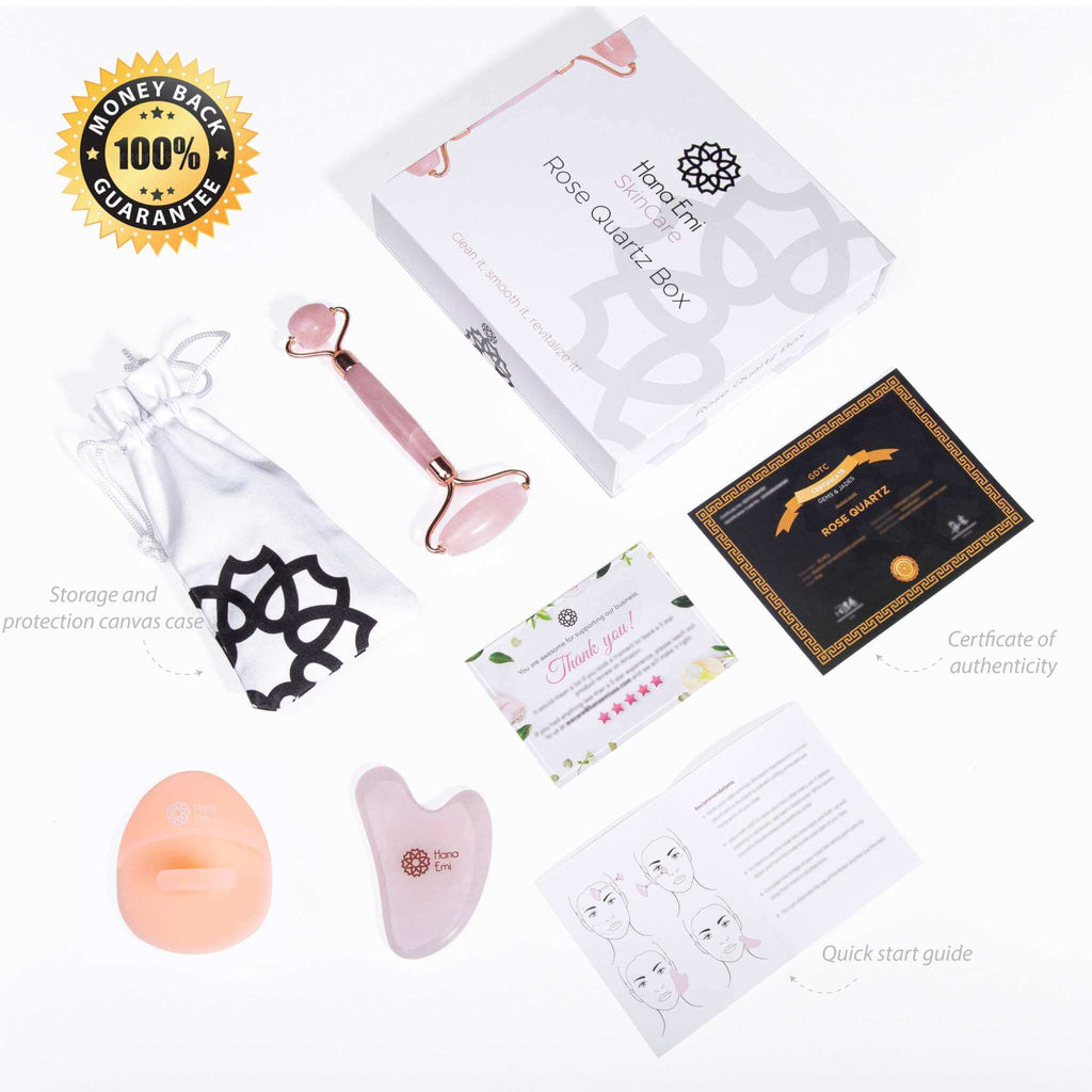 HanaEmi Rosenquarz Gua Sha Set