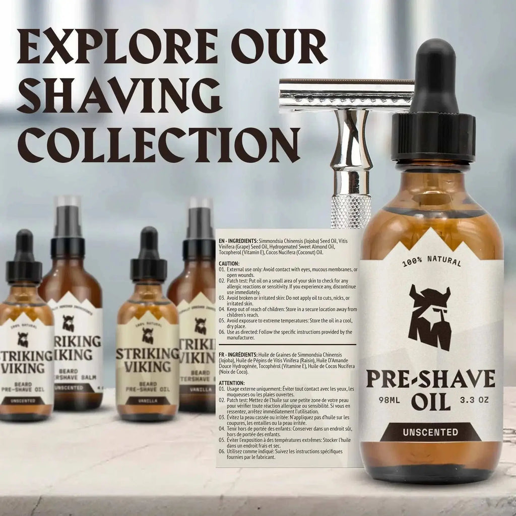 Pre Shave Oil for Men (Unscented) by Striking Viking - Premium Grooming Essential