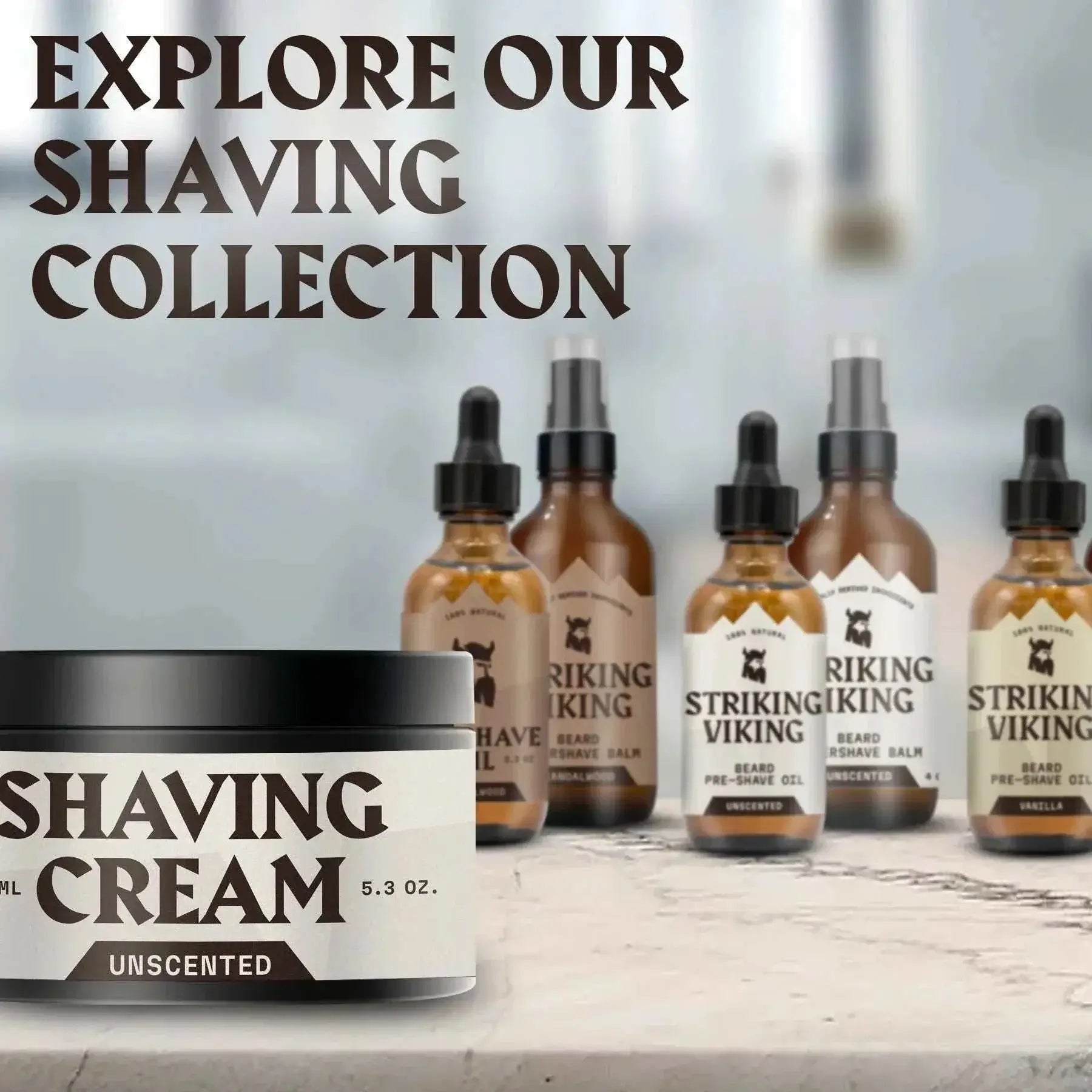 Mens Shaving Cream - Striking Viking Unscented Shaving Cream, professional-grade for sensitive skin, provides effortless lather and smooth razor glide.