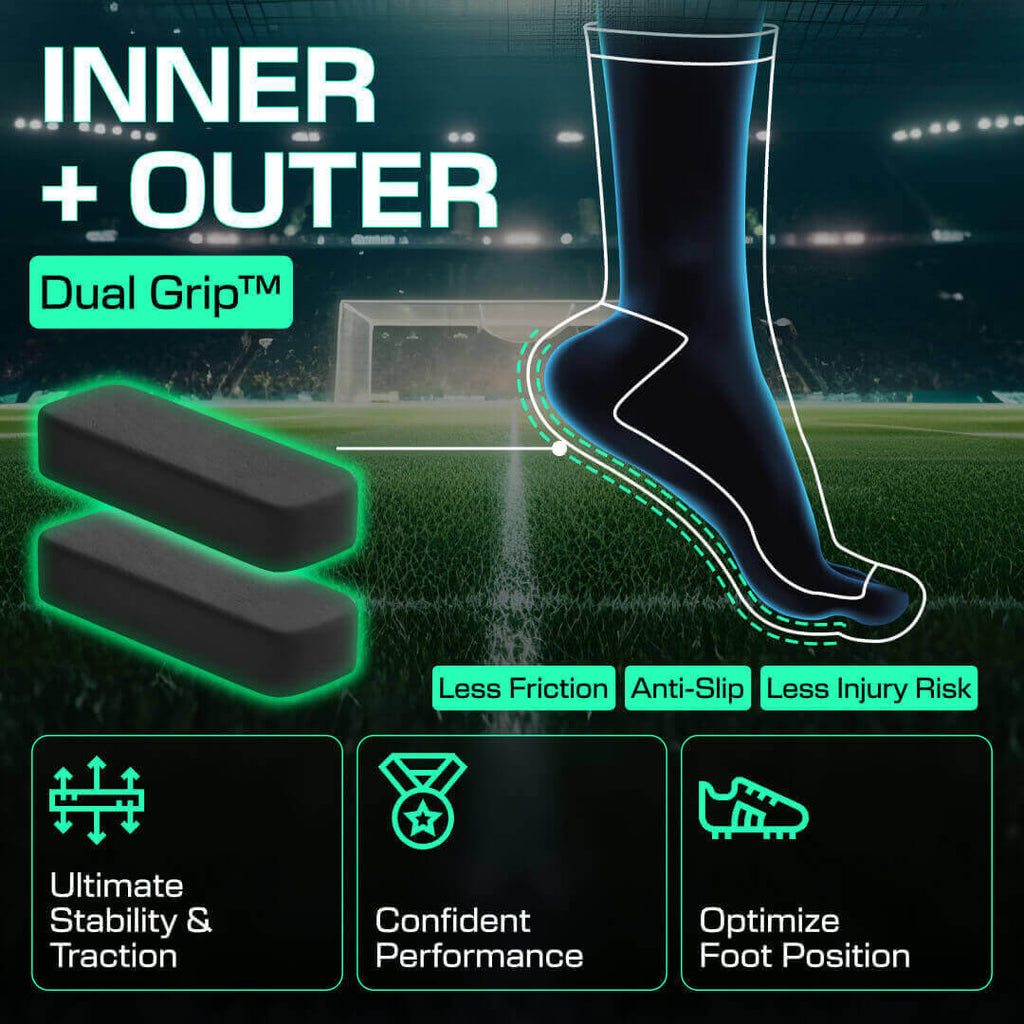 LUX ProCleat Performance Grip Socken – Wadenlang – Weiß – Erwachsenengröße (EU 39–46 / US 6–11,5) – Rutschfeste Stollensocken für Fußball, Baseball und Training