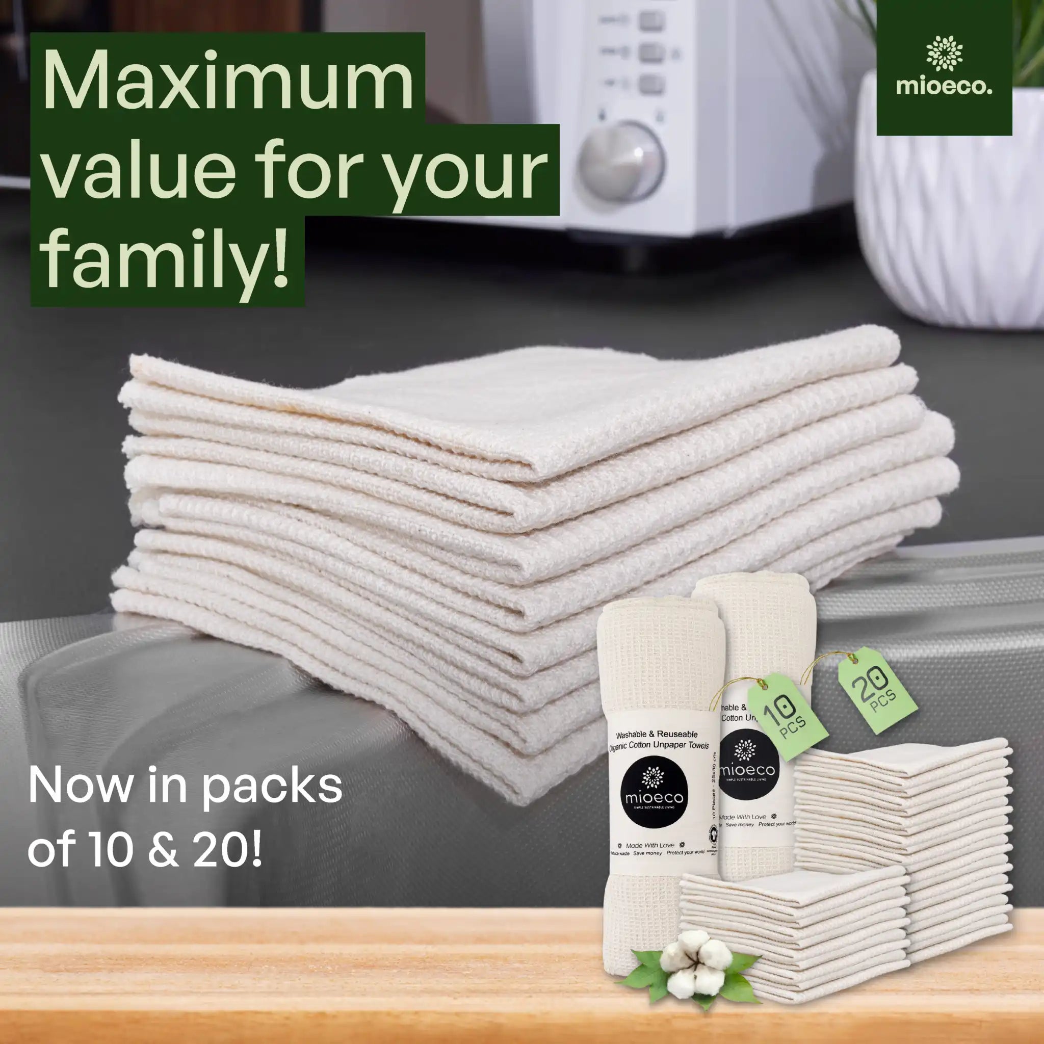 Reusable Paper Towels – Eco-Friendly, Washable & Long-Lasting - 10 pcs