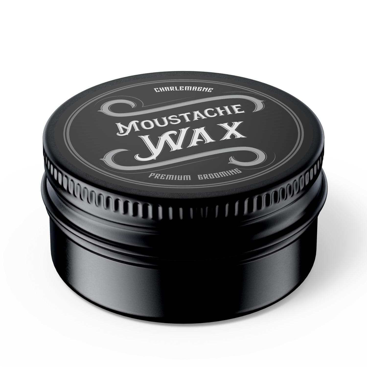 Premium Charlemagne Moustache Wax tin for styling and care.