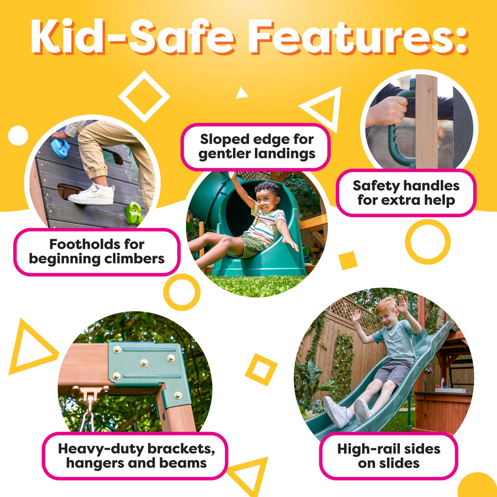 KidKraft Wooden Playhouse with Tube Slide – 2 Storey Outdoor Playground for Kids, Climbing Frame with Turbo Tube Slide & Rock Wall, Garden Play Tower