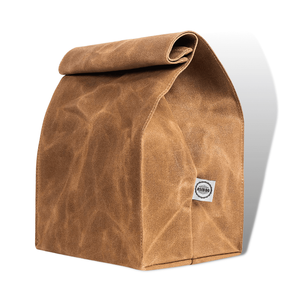 ASEBBO Waxed Canvas Insulated Lunch Bag 10L Thermal Tote Vintage Brown