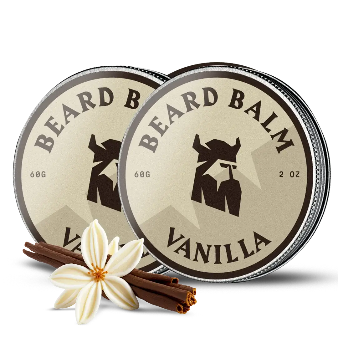 Vanilla Beard Balm 2 Pack with natural ingredients for shaping and nourishing beards.