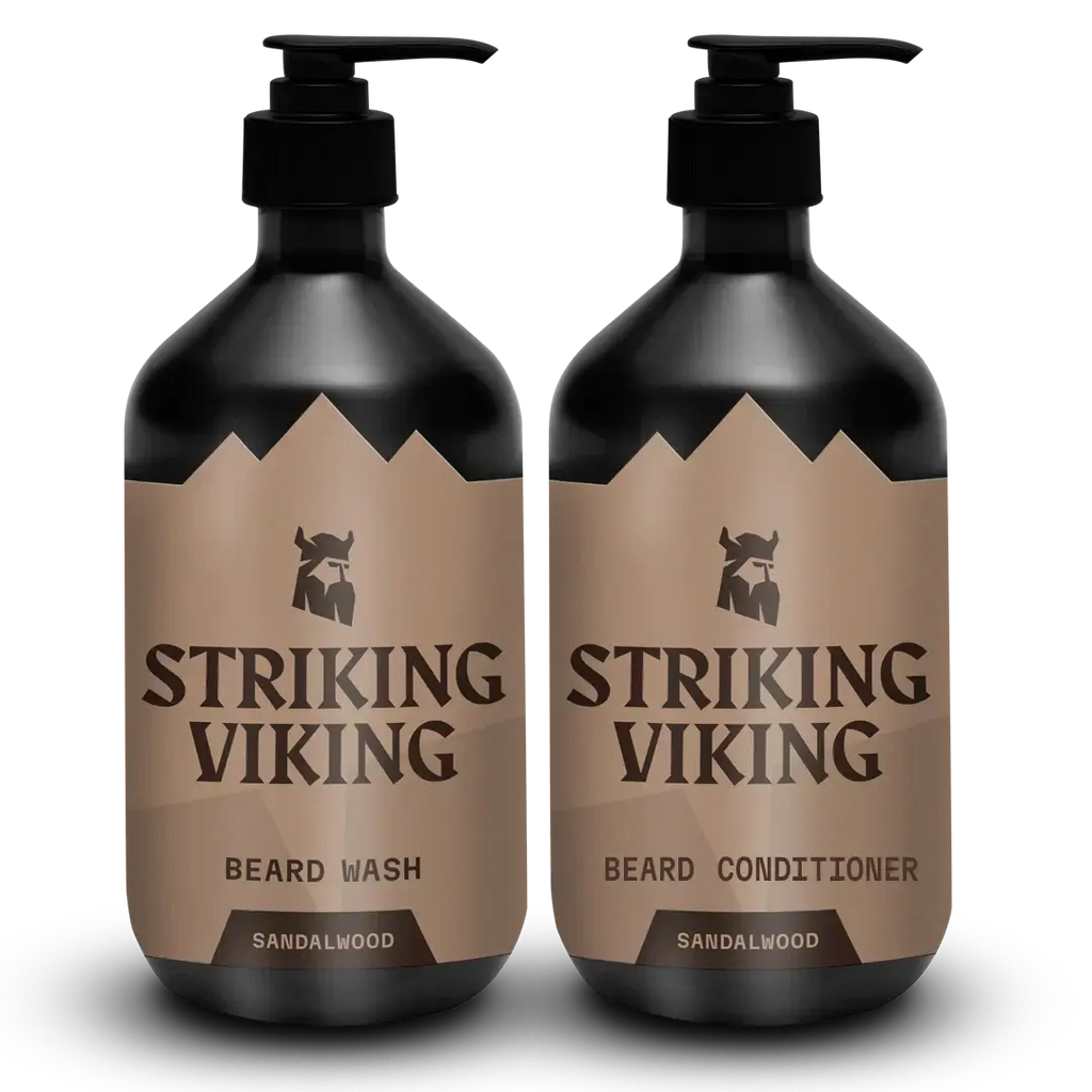 Beard Shampoo & Conditioner Set with Sandalwood fragrance by Striking Viking.