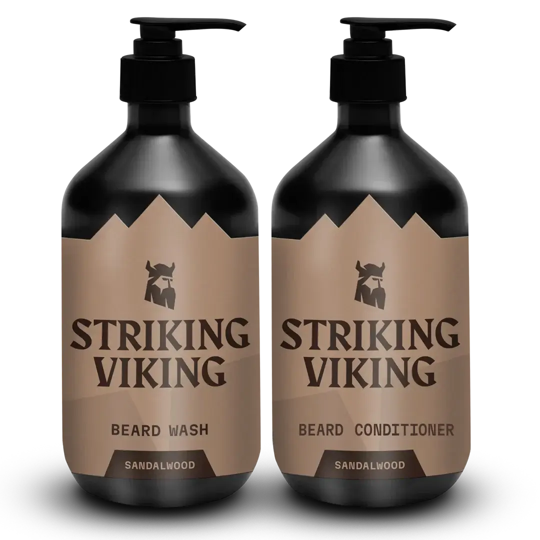 Beard Shampoo & Conditioner Set with Sandalwood fragrance by Striking Viking.