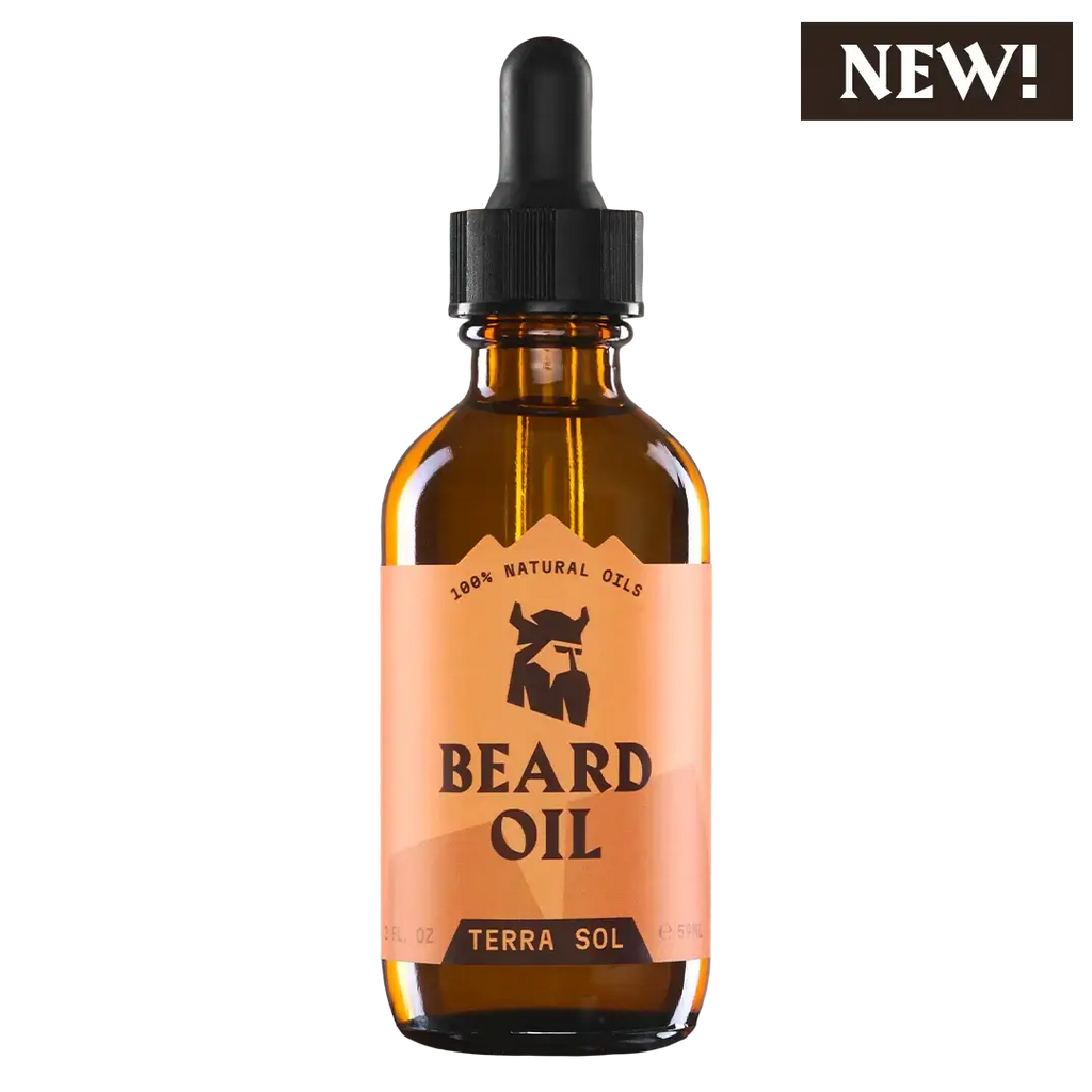 Terra Sol Beard Oil amber bottle with dropper for natural beard care and growth