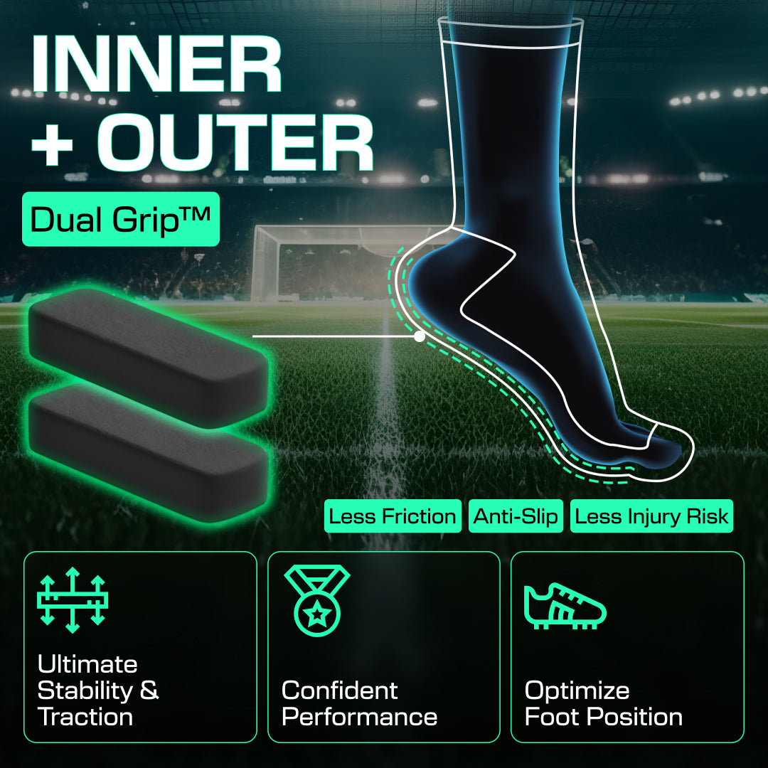 Chaussettes antidérapantes LUX ProCleat Performance – longueur mollet – noir – taille adulte (UE 39–46 / US 6–11,5) – pour sports à crampons et agilité maximale