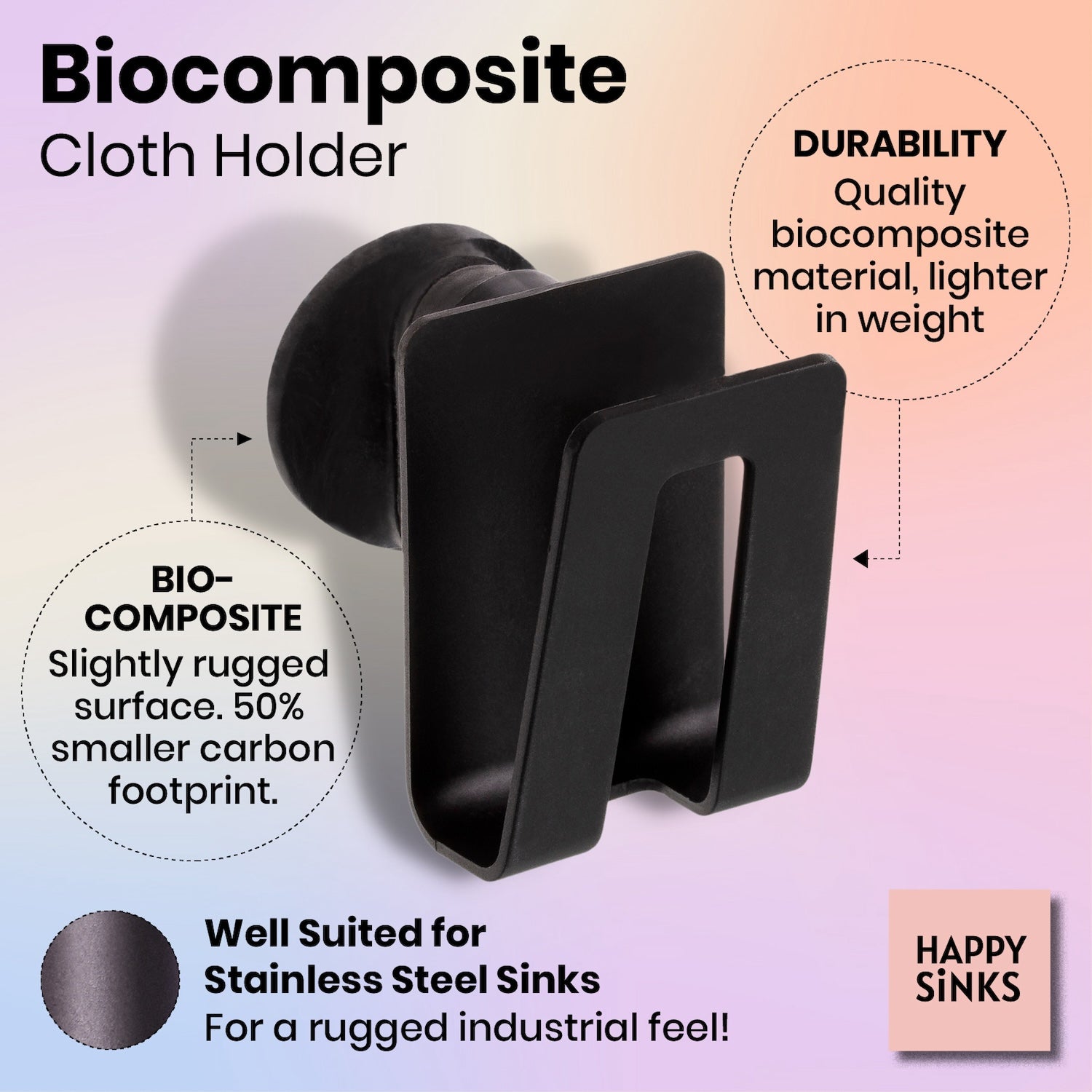 Happy Sinks Magnetic Sponge Holder - Biocomposite