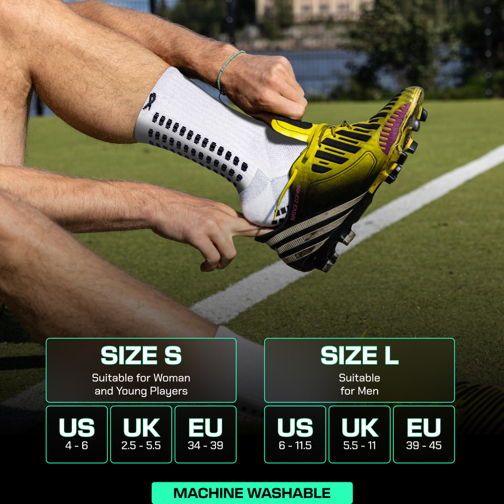 Lux Soccer Grip - Calf Sock - White - 3 pack