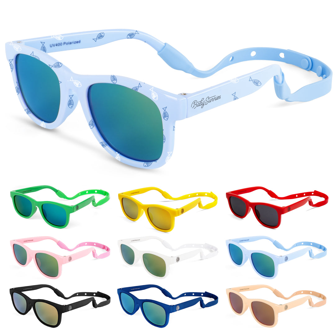 Baby Sunnies Polarized Baby Sunglasses Blue Fish - UV400, 0-24 Months