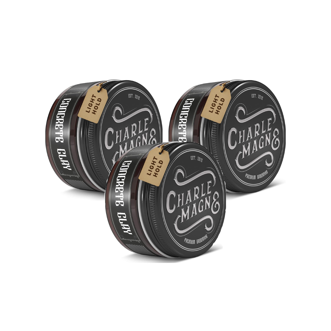 Charlemagne Pomade Concrete Clay – Tenue Légère – Lot de 3