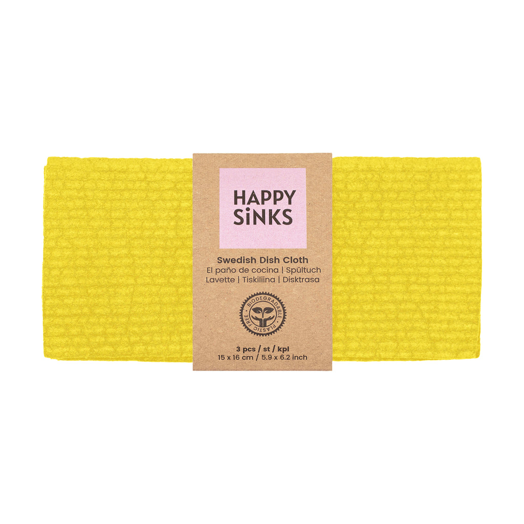 Happy Sinks Swedish Dishcloth Set - Citrus Yellow - 3pcs