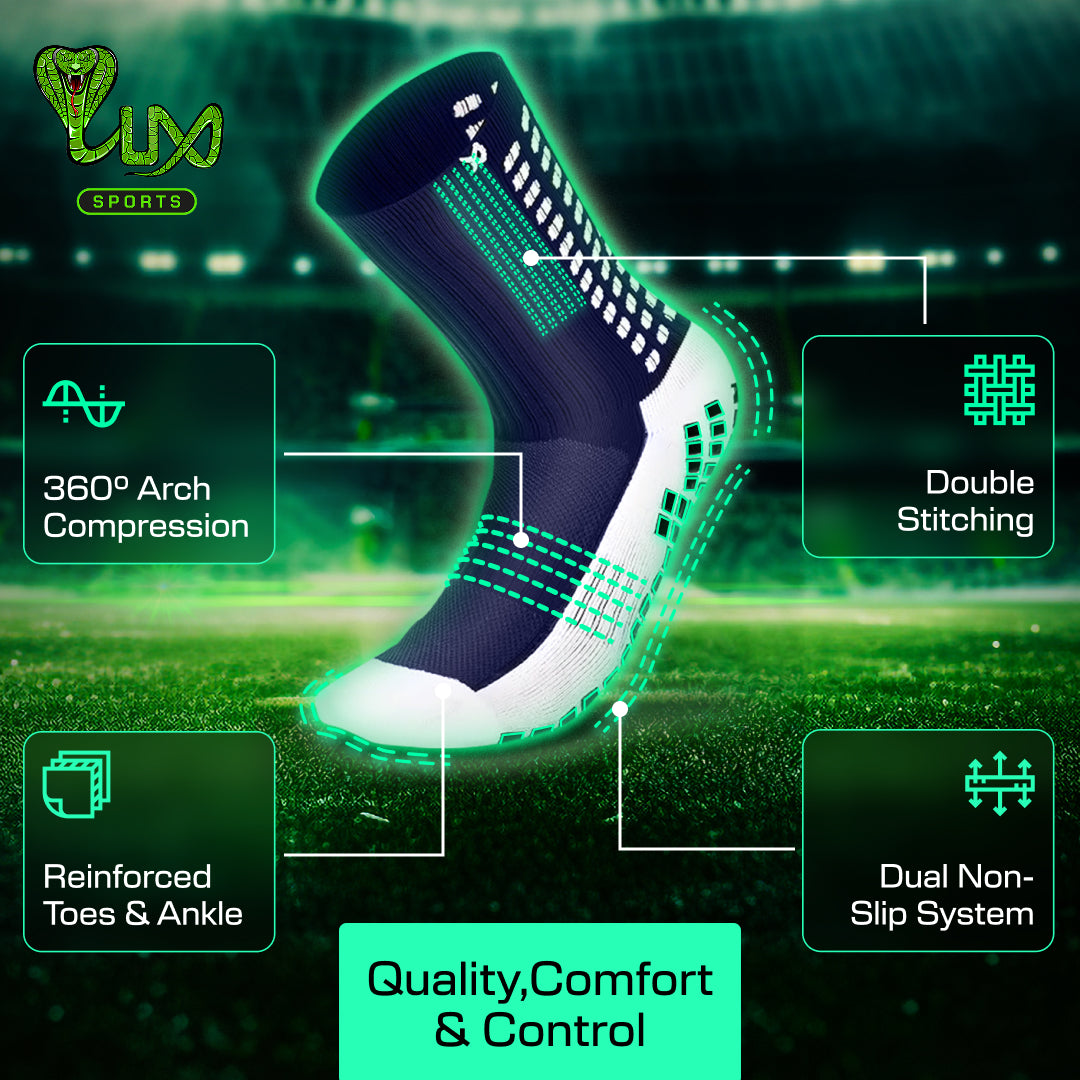 Lux Soccer Grip - Calf Sock - Navy Blue