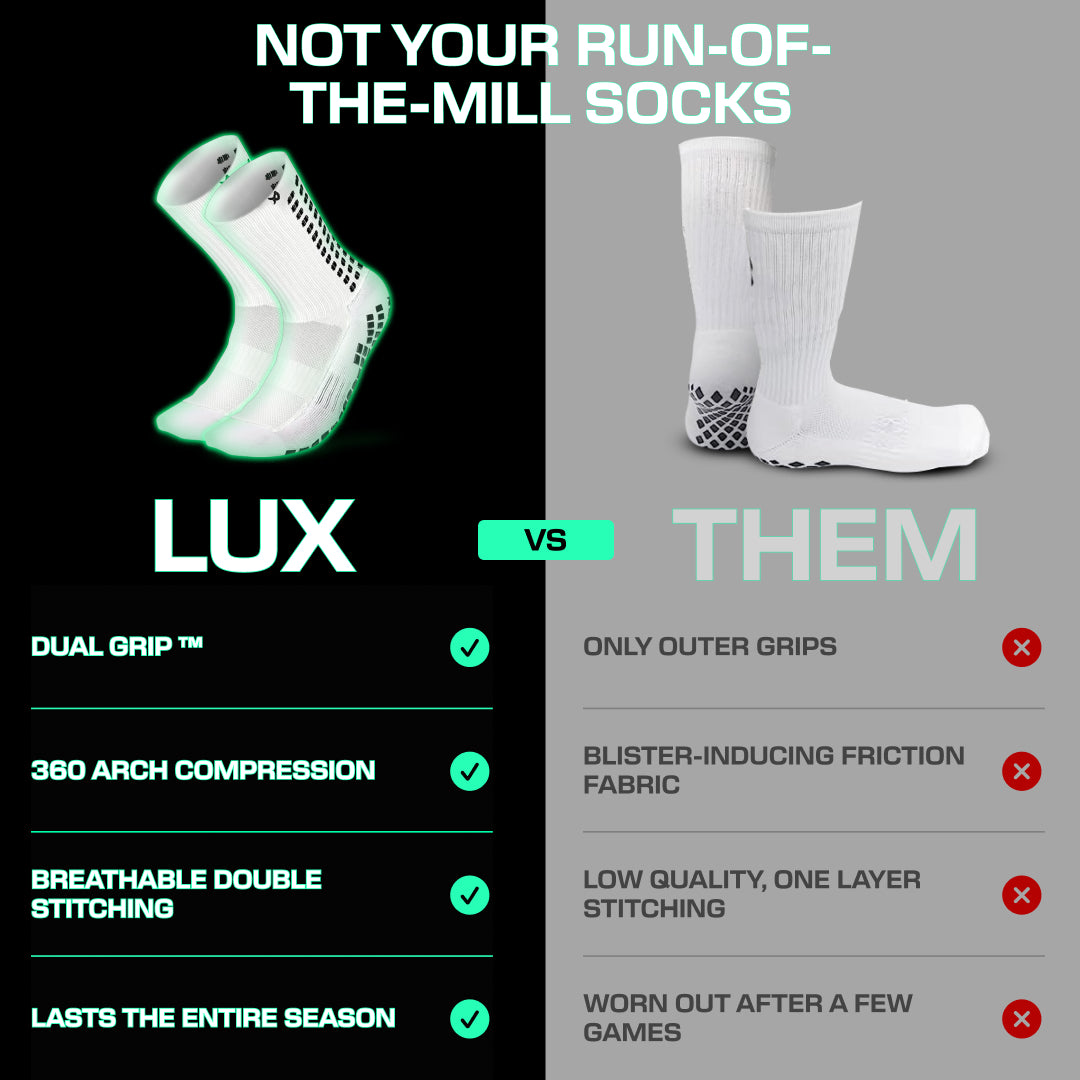 Lux Soccer Grip - Calf Sock - White