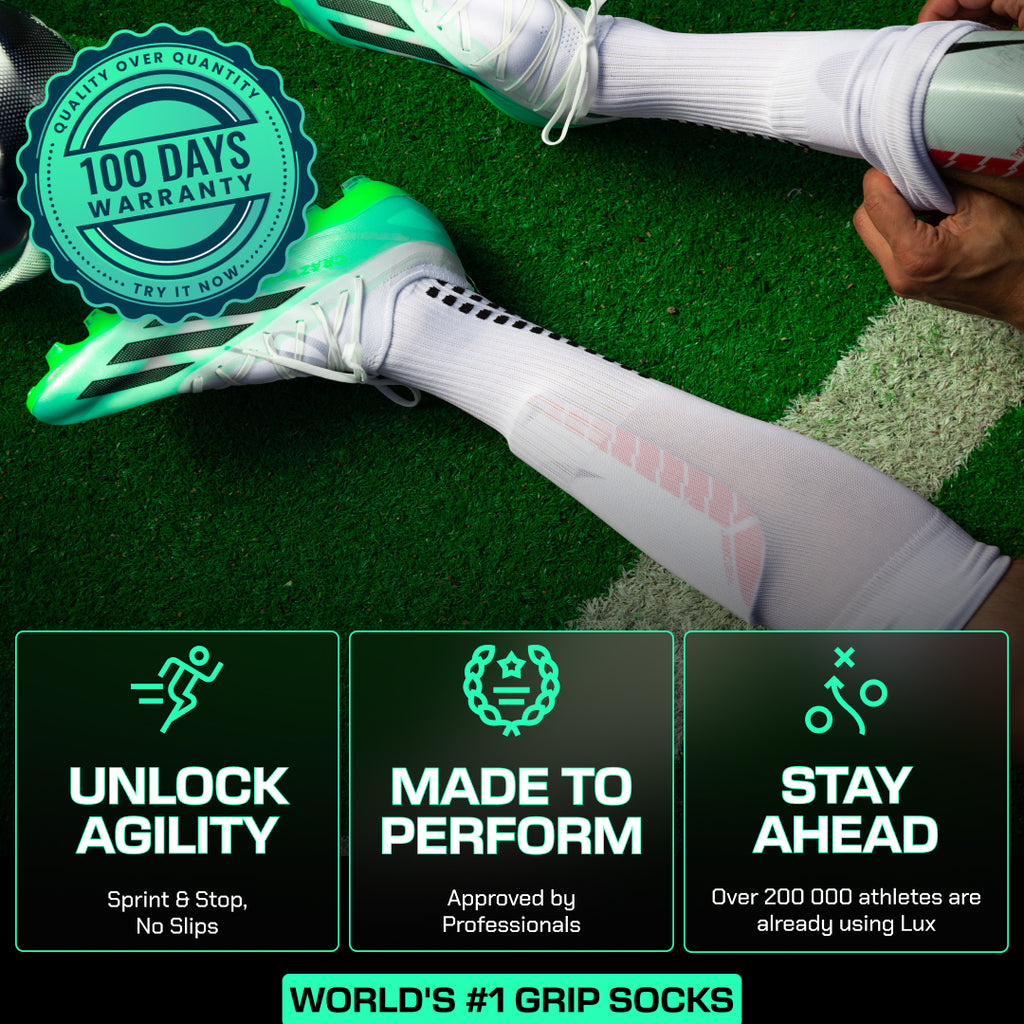 Lux Soccer Grip - Knee Sock - White